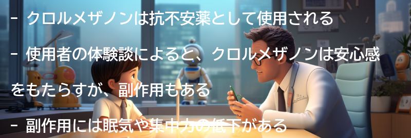 クロルメザノンの使用者の体験談の要点まとめ