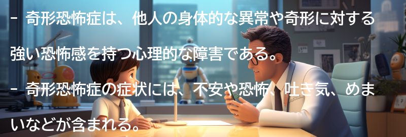 奇形恐怖症の症状と特徴の要点まとめ