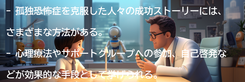 孤独恐怖症を克服した人々の成功ストーリーの要点まとめ