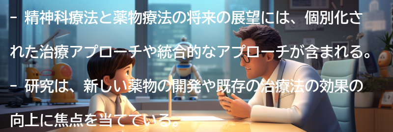 精神科療法と薬物療法の将来の展望と研究動向の要点まとめ
