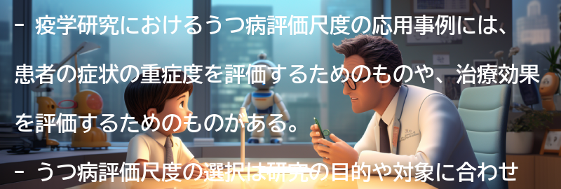 疫学研究におけるうつ病評価尺度の応用事例の要点まとめ