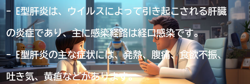E型肝炎の主な症状とは？の要点まとめ